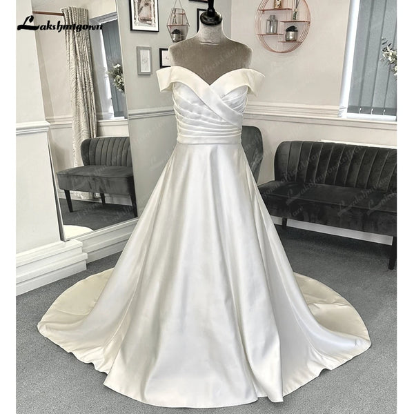 Royce BridalRoycebridal Plus Size Women Satin Wedding Dress 2025 Hochzeit Boat Nec