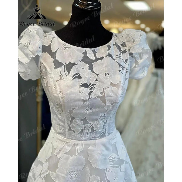 Romantic Shapewear Tops Wedding Dresses for Woman With Puff Embroider  Sleeve Bride Dresses Very Fluffy Dresses Vestidos De Novia - AliExpress