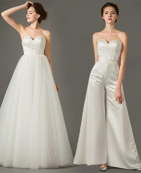 Bridal jumpsuit 2024 detachable skirt