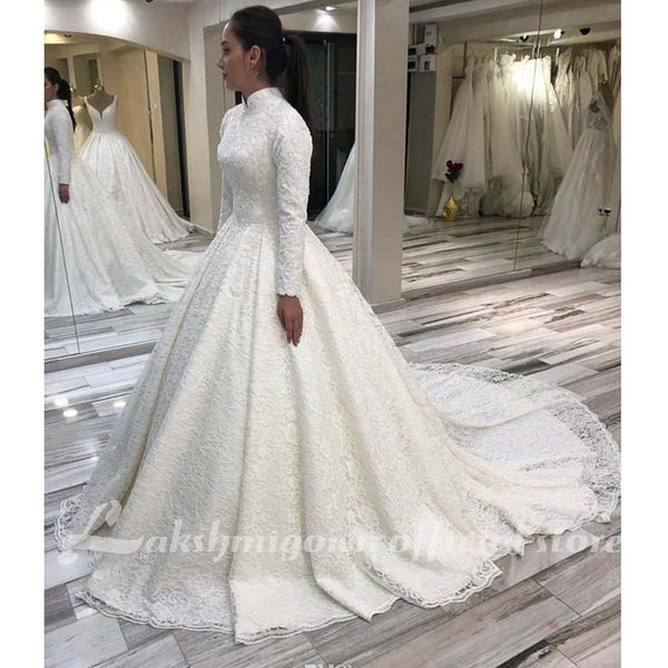 Custom Made Plus Size Juliet Sleeves Arabic Wedding Dress With