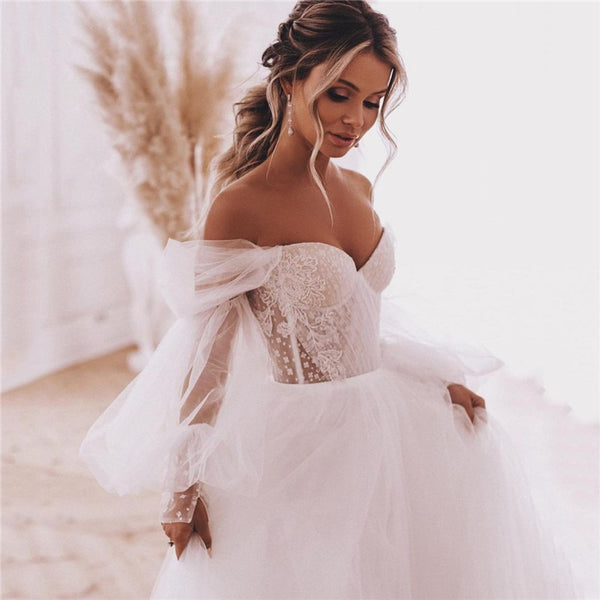 Vinatge Dot Tulle Long Sleeve Princess Boho Short Wedding Dress for Wo –  ROYCEBRIDAL OFFICIAL STORE