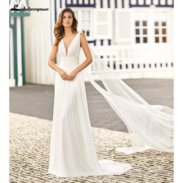 Simple Wedding Dresses A Line Sexy V Neck Appliques Roycebridal Official Store 9331