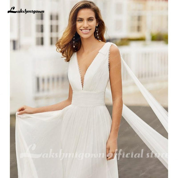 Simple Wedding Dresses A Line Sexy V Neck Appliques Roycebridal Official Store 8973