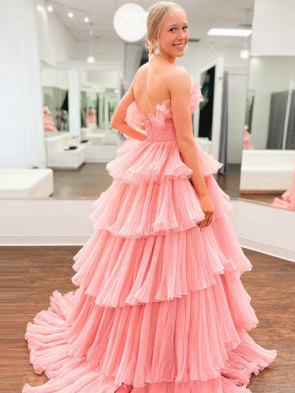 Roycebridal Vanessa |Strapless A-Line Tiered Crinkled Tulle Prom Dress