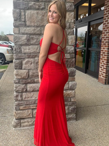 Roycebridal Red Sweetheart Neck Backless Cutout Mermaid Long Prom Dress