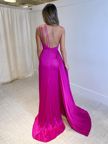 Roycebridal Amelie | Mermaid One Shoulder Fuchsia Long Prom Dress