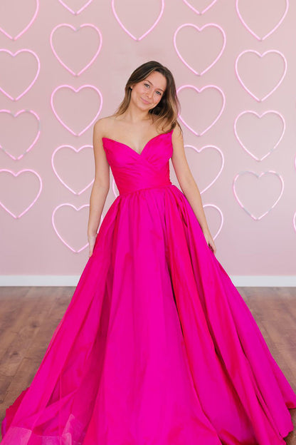 Roycebridal Sawyer |A-Line Strapless Satin Long Prom Dress