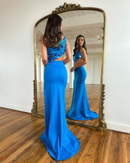 Roycebridal Ashley |Sheath One Shoulder Cut Mirror Sequins Prom Dress