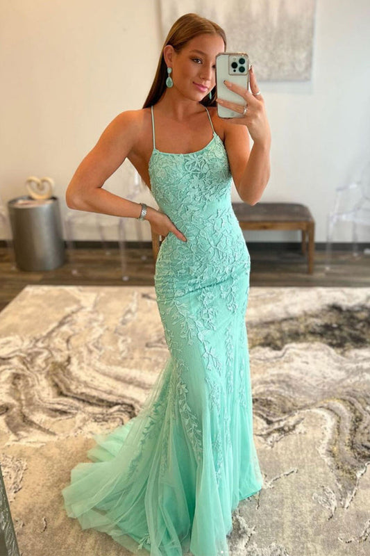 Roycebridal Lucille |Mermaid Spaghetti Straps Lace Prom Dress