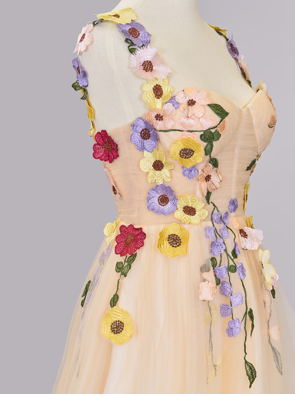 Quinta |A line Tulle Homecoming Dress with 3D Flowers