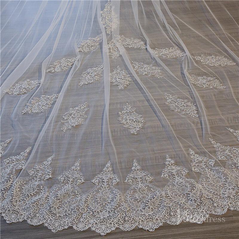 1 Tier Lace Cathedral Veil Viniodress TS17156-Veils-Viniodress-Ivory-Viniodress