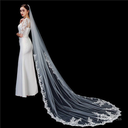 1 Tier Lace Cathedral Veil Viniodress TS1916-Veils-Viniodress-Ivory-Viniodress