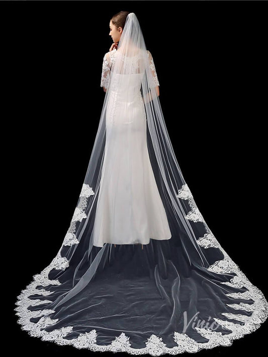 1 Tier Lace Cathedral Veil Viniodress TS1917-Veils-Viniodress-Ivory-Viniodress