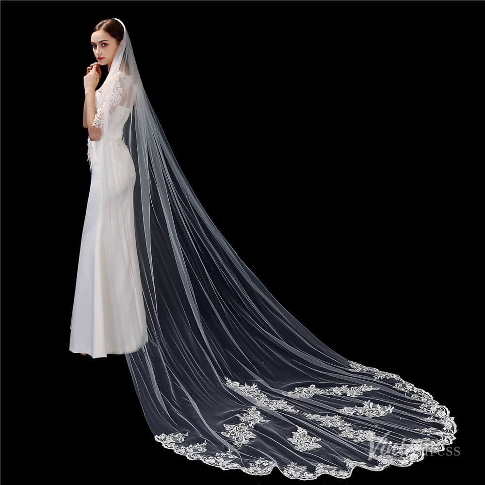 1 Tier Lace Cathedral Veil Viniodress TS1918-Veils-Viniodress-Ivory-Viniodress