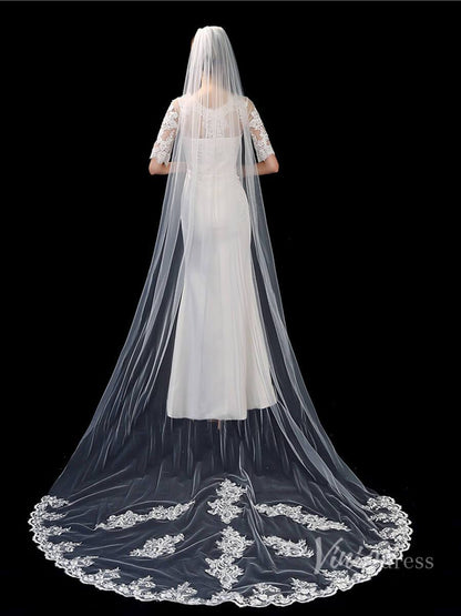 1 Tier Lace Cathedral Veil Viniodress TS1918-Veils-Viniodress-Ivory-Viniodress