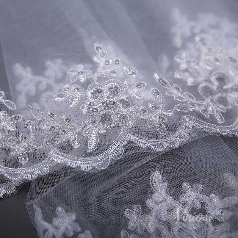 1 Tier Waltz Length Mantilla Veil Viniodress TS17130-Veils-Viniodress-Ivory-Viniodress