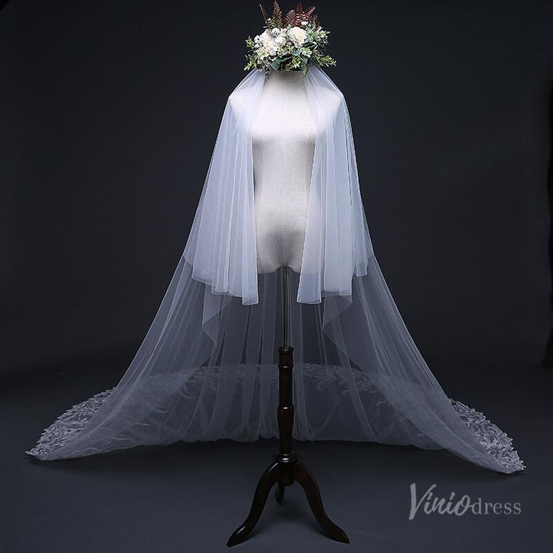 1 Tier Lace Appliqued Cathedral Veil Viniodress TS17124-Veils-Viniodress-Viniodress