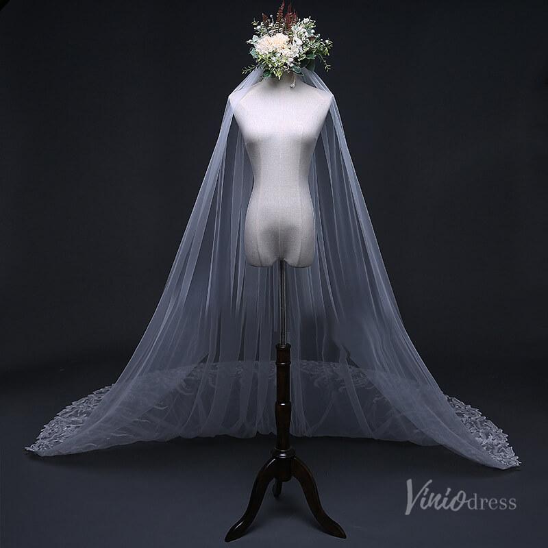 1 Tier Lace Appliqued Cathedral Veil Viniodress TS17124-Veils-Viniodress-Viniodress