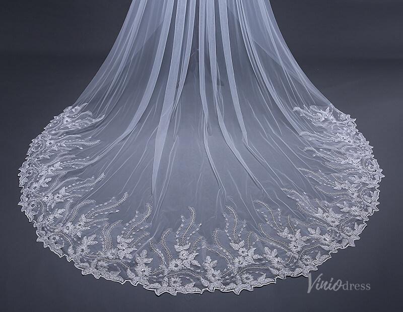 1 Tier Lace Appliqued Cathedral Veil Viniodress TS17124-Veils-Viniodress-Viniodress