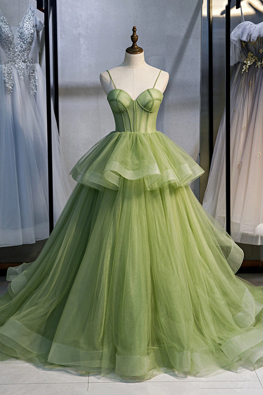 Roycebridal Ellianna | Green Sweetheart Tulle Long Prom Dress, Beautiful A-Line Evening Graduation Dress