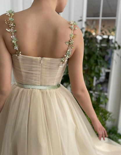 Ally | Apricot Homecoming Dress with Beading