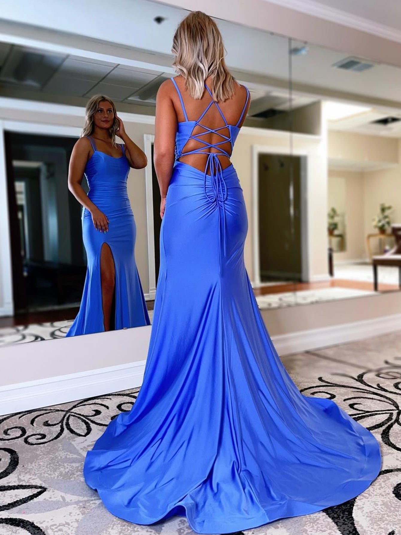 Roycebridal Sapphire |Mermaid Spaghetti Straps Jersey Prom Dress