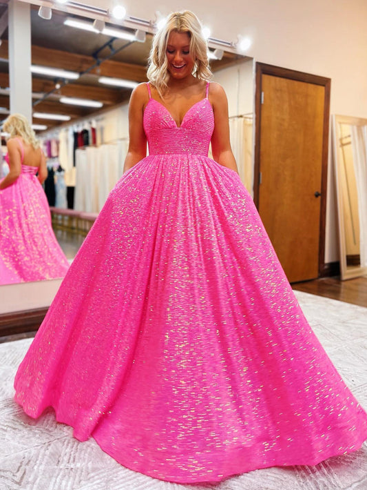 Roycebridal Hayden |A-line V Neck Sequins Long Prom Dress