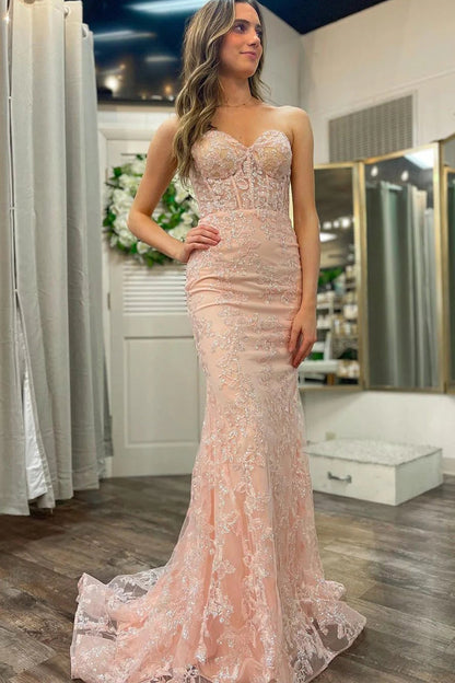 Roycebridal Michaela |Mermaid Sweetheart Sequined Lace Long Prom Dress