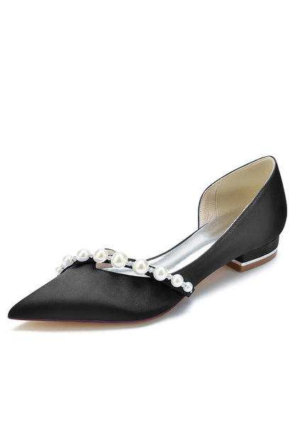 Imitation Pearl Pointed Toe Chunky Mules