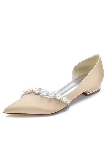 Imitation Pearl Pointed Toe Chunky Mules