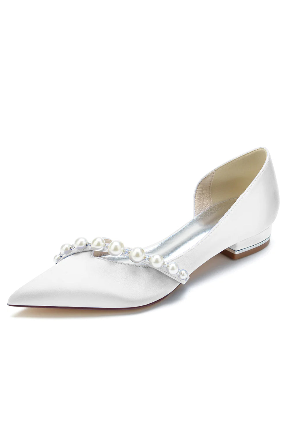 Imitation Pearl Pointed Toe Chunky Mules