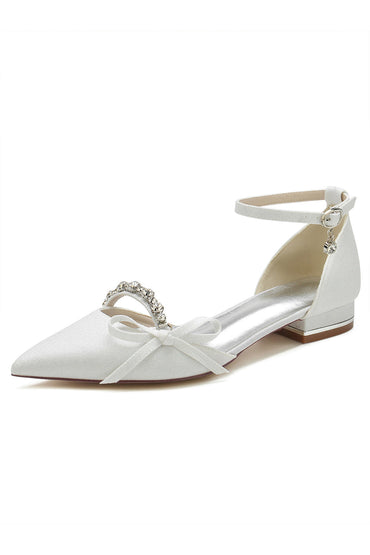 Crystal Strap Bow Tie Low Heels