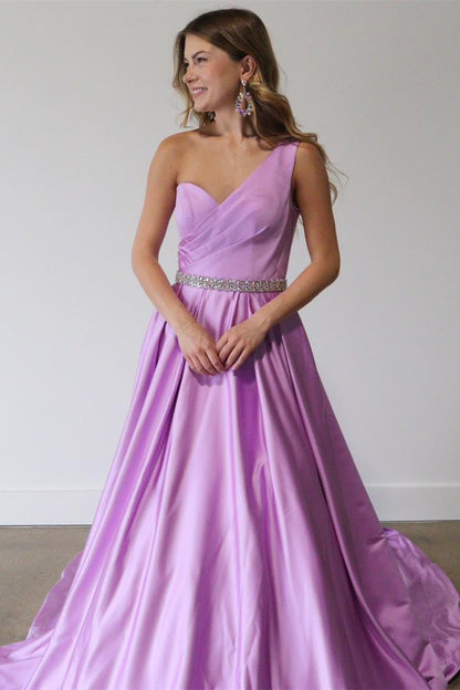 Roycebridal Asymmetrical Lilac Belted A-Line Prom Dress