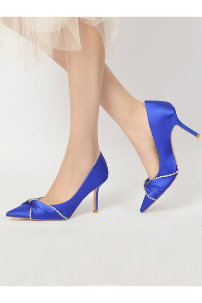 Cross Diamond Satin Stilettos