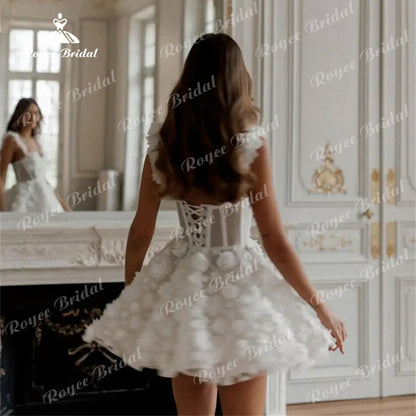 Sexy Sweetheart collar Spaghetti Straps Full Lace Short Wedding Dress Boho Bridal Gown 2025