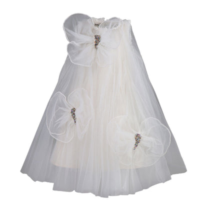 Roycebridal Elegant White Dubai Flower Girl Dress Bow Arabric Princess Kids Wedding Birthday Party First Communion Gown 2025 J177