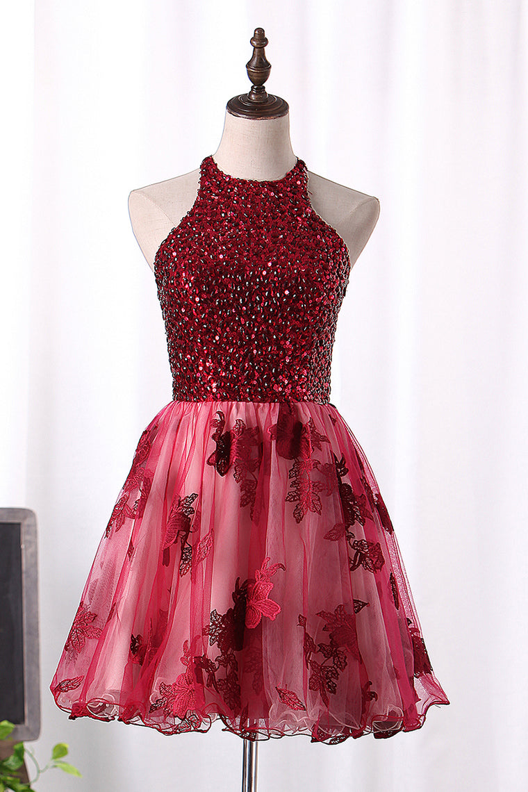 Impressive A-line With Sequins Knee Length Homecoming Dresses