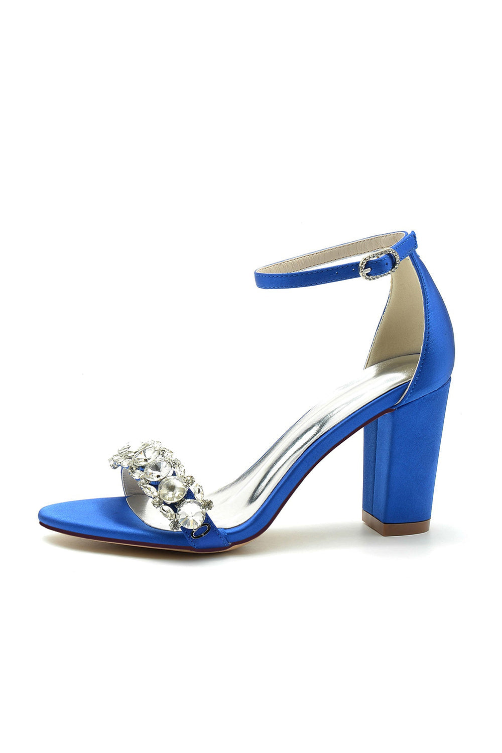 Crystal Embellished Open Toe Ankle Strap Pumps