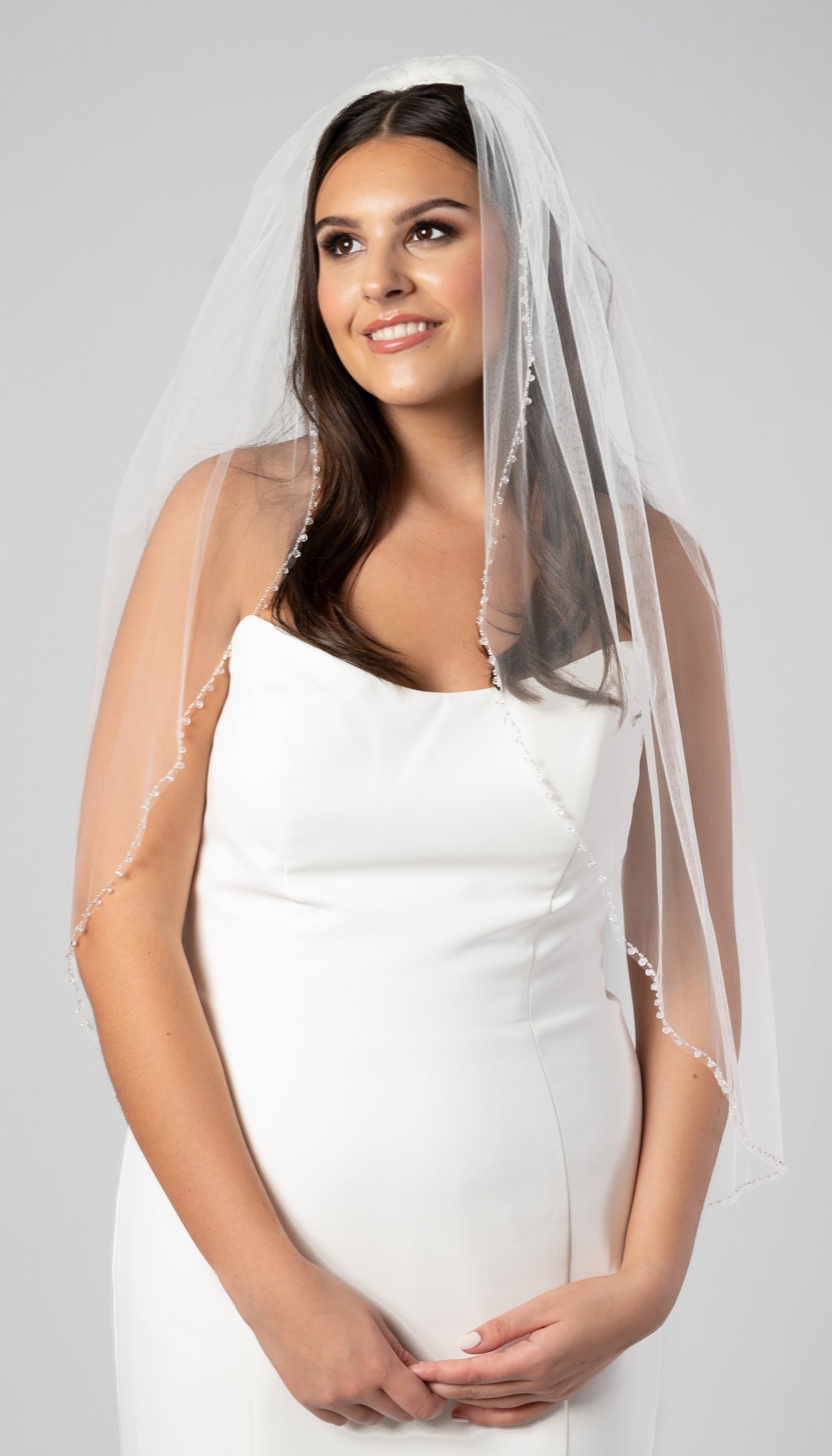 |Emily Beaded Crystal Edge Veil