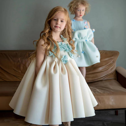 Roycebridal Luxury Arabic Beige Girl Dress Handmade Flowers Dubai Baby Kids Princess Birthday Wedding Party Ball Gown 2025 J370