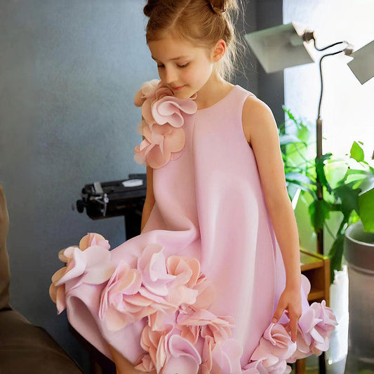 Roycebridal Elegant White Dubai Girl Dress Pink Eid al-Fitr Baby Children Clothes for Wedding Birthday Holiday Party 2025 J073