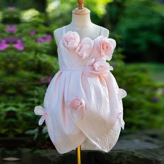 Roycebridal Elegant Flower Girl Dress Handmade Flowers Kids Princess Birthday Wedding Party Children Holiday Pageant Gown J041