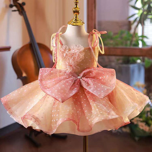 Roycebridal Lovely Coral Girl Dress Bow for Baby Kids Princess Birthday Wedding Party Children Communion Holiday Gown 2025 J110