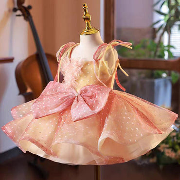 Roycebridal Lovely Coral Girl Dress Bow for Baby Kids Princess Birthday Wedding Party Children Communion Holiday Gown 2025 J110