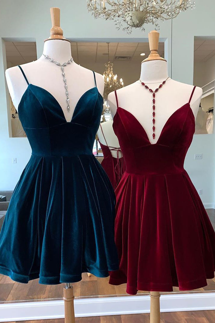 Sherry |A-line Velvet V Neck Homecoming Dress