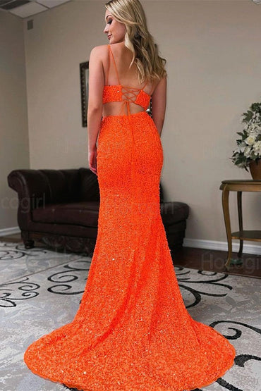 Roycebridal Briana |Two Piece Mermaid Sequins Prom Dress with Slit