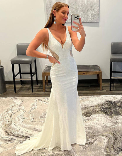 Roycebridal Tonya | White Mermaid Beaded Prom Dress