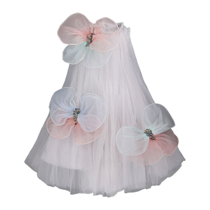 Roycebridal Elegant White Dubai Flower Girl Dress Bow Arabric Princess Kids Wedding Birthday Party First Communion Gown 2025 J177