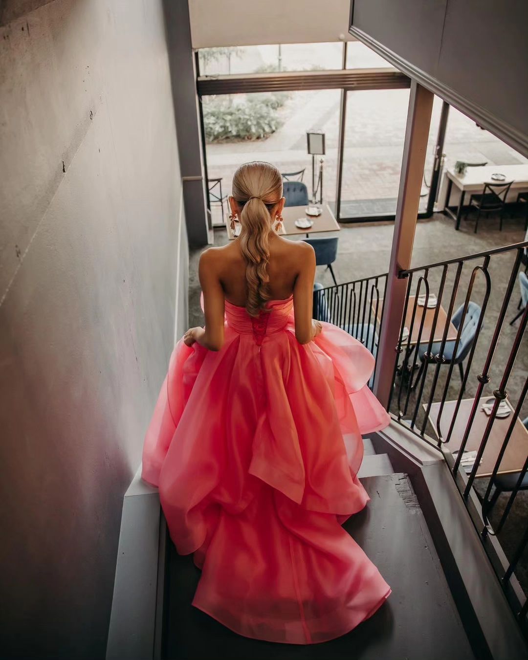 Roycebridal Elisa |Light Pink A Line Strapless Organza Prom Dress