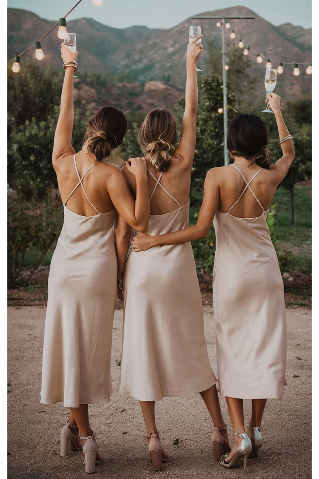 Sheath Tea Length Sleeveless Sexy Bridesmaid Dresses Spaghetti Strap